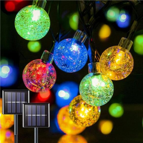 Solar Lights for Outside, 2-Pack 60 LED Solar Multi Color Globe Lights - Picture 1 of 7